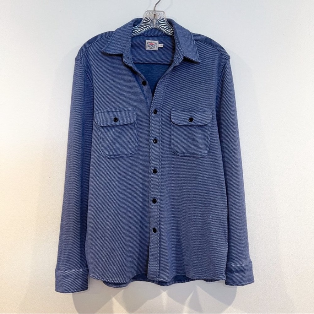 Faherty Legend Sweater Blue Striped Shirt Small